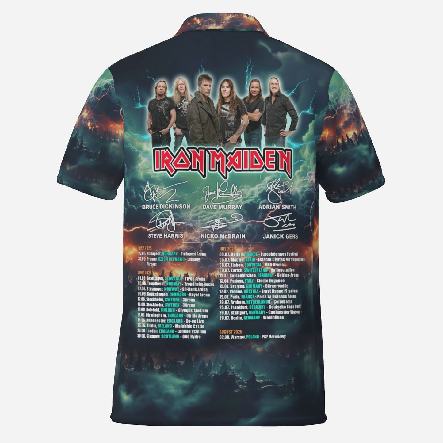 Iron Maiden Men's Polo Shirt Golf Jersey Quick Dry-Pearl Mesh Fabric 190 GSM