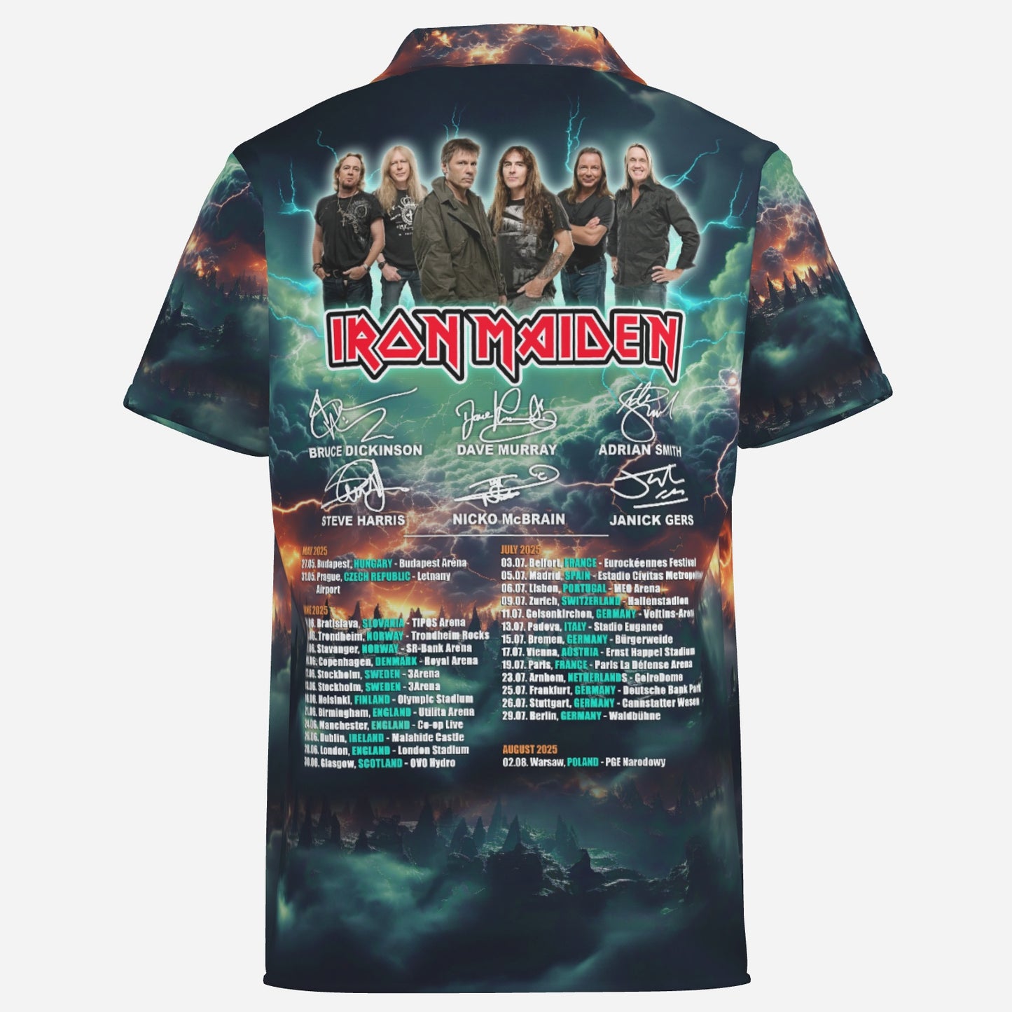 IRON MAIDEN TOUR Men's Lapel Hawaiian Shirt