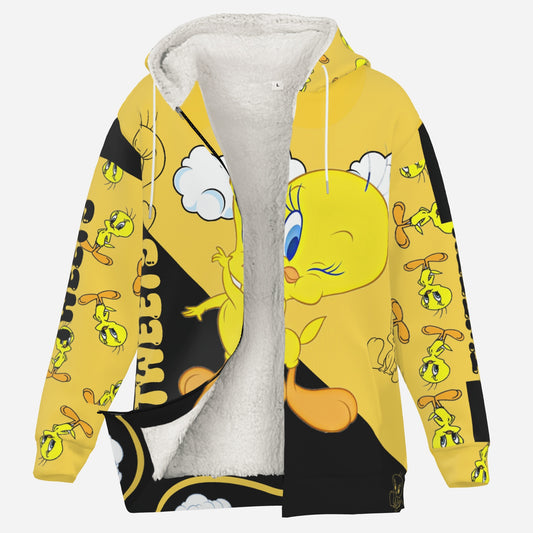 Tweety Men's Thicken Fleece Full-Zip Hoodie