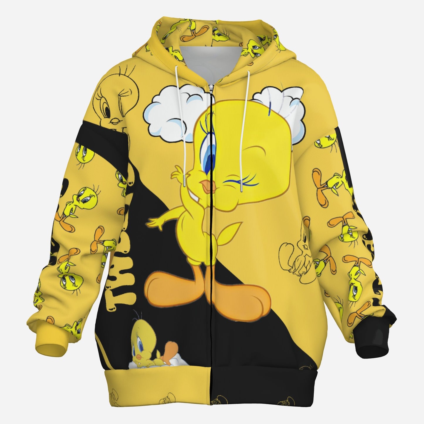 Tweety Women's Zipper Hoodie With Pocket-Air Layer 230 GSM