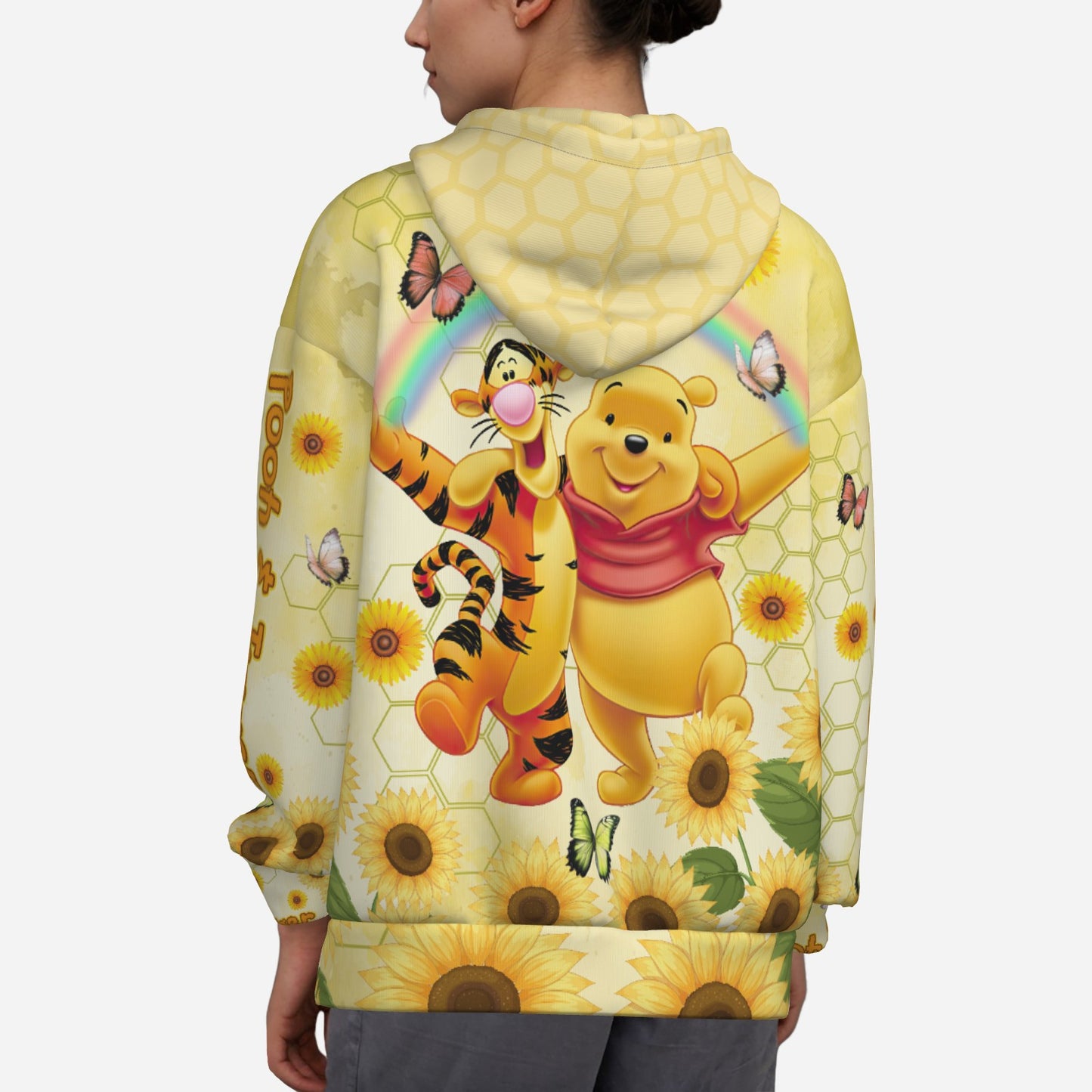 Winnie Pooh & Tiggert Women's Zipper Hoodie With Pocket-Air Layer 230 GSM
