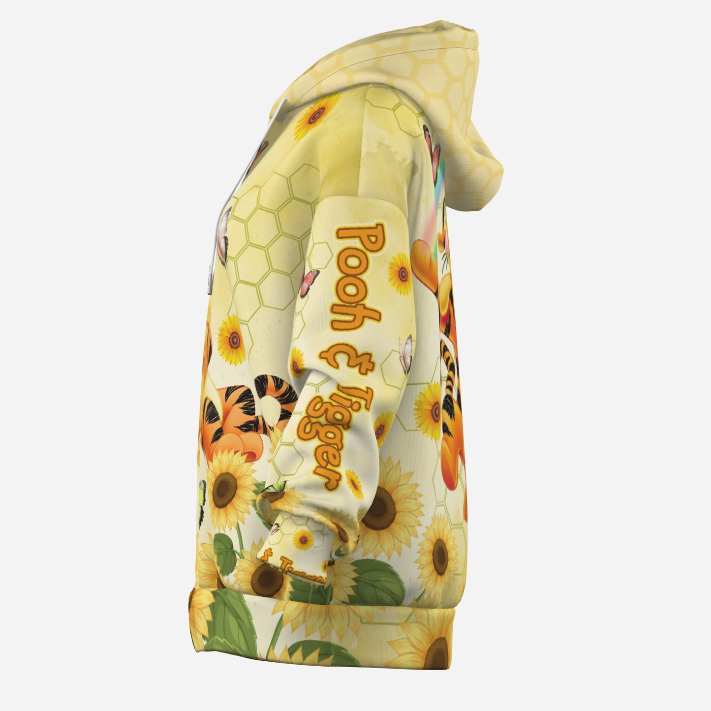 Winnie Pooh & Tiggert Women's Zipper Hoodie With Pocket-Air Layer 230 GSM