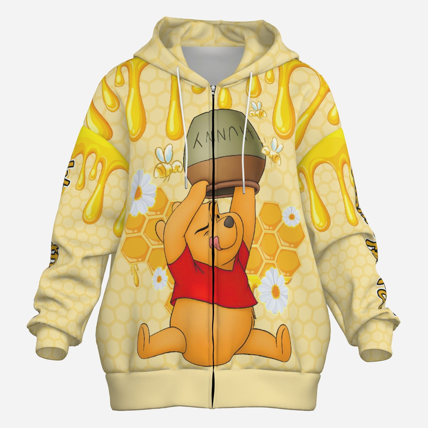 Winnie Pooh Women's Zipper Hoodie With Pocket-Air Layer 230 GSM