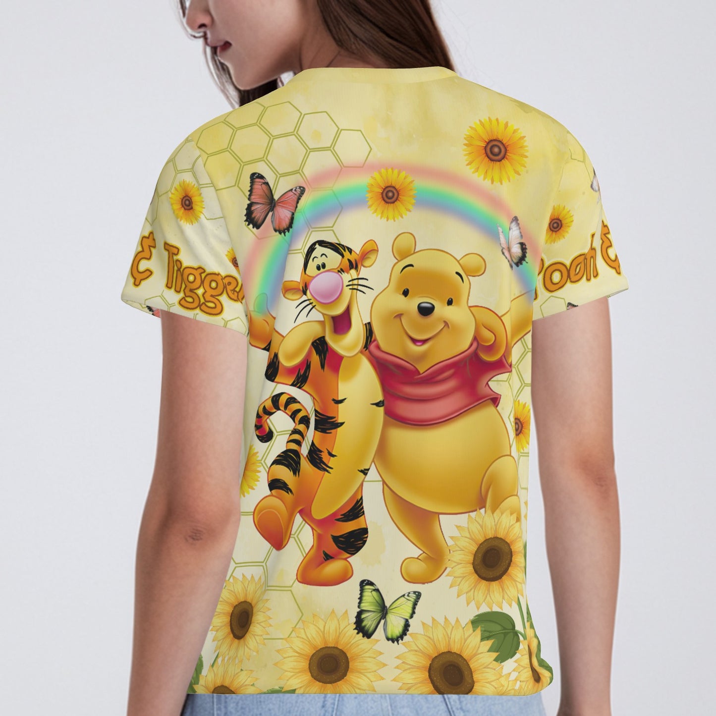 Winnie Pooh & Tigger Women's T-Shirt Classic Fit-Imitation Cotton 170 GSM