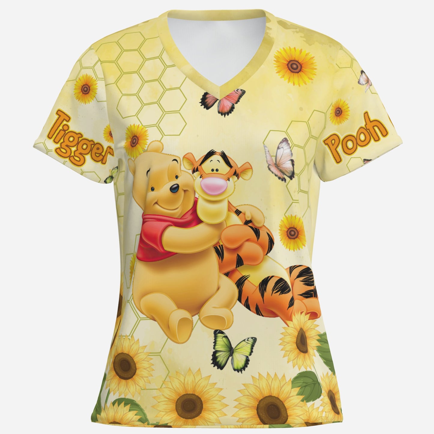 Winnie Pooh & Tigger Women's T-Shirt Classic Fit-Imitation Cotton 170 GSM
