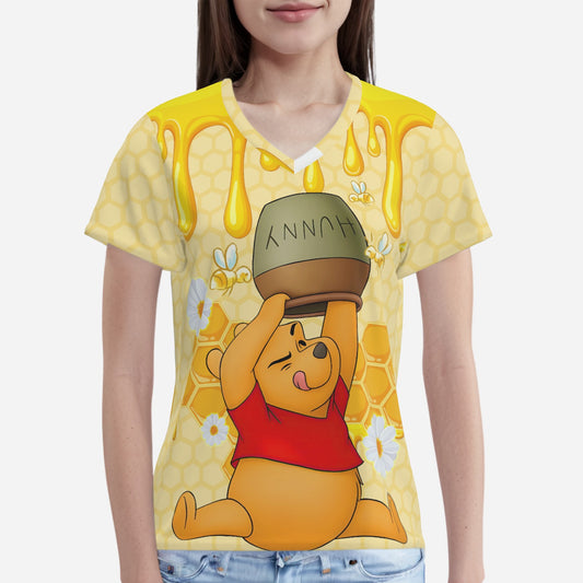 Winnie Pooh Women's T-Shirt Classic Fit-Imitation Cotton 170 GSM