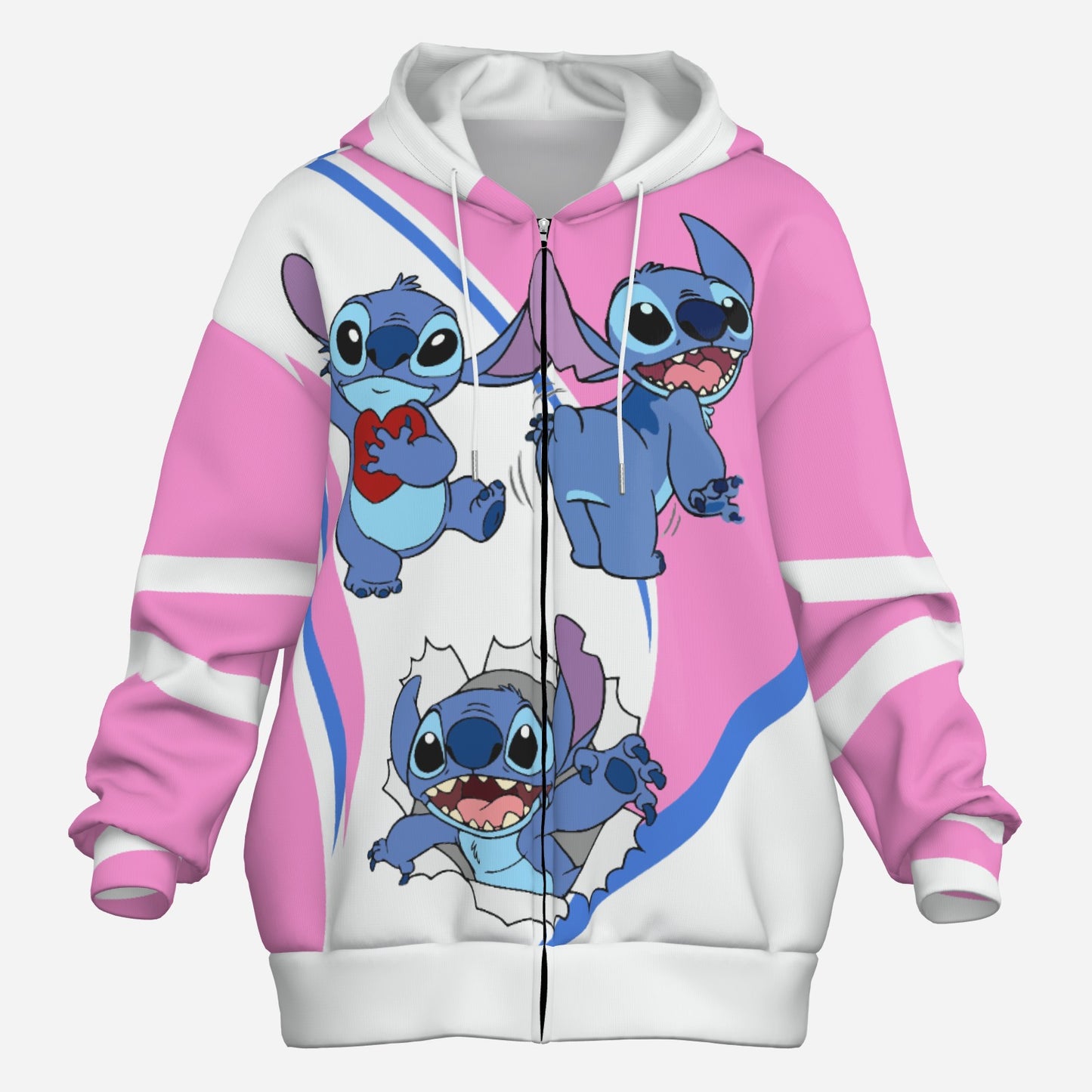 Lilo & Stitch Women's Zipper Hoodie With Pocket-Air Layer 230 GSM