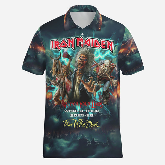 Iron Maiden Men's Polo Shirt Golf Jersey Quick Dry-Pearl Mesh Fabric 190 GSM