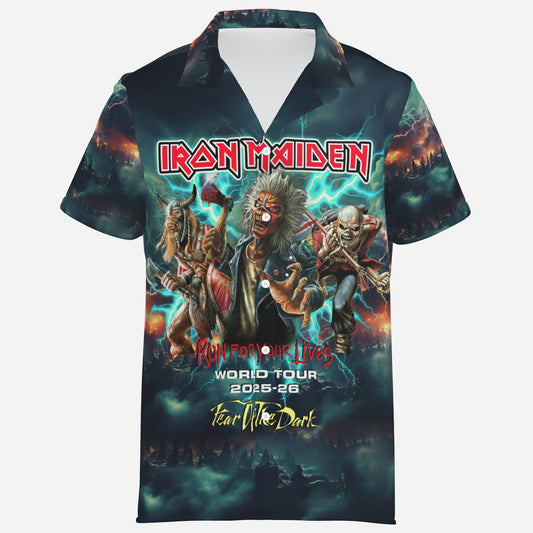 IRON MAIDEN TOUR  Men's Lapel Hawaiian Shirt