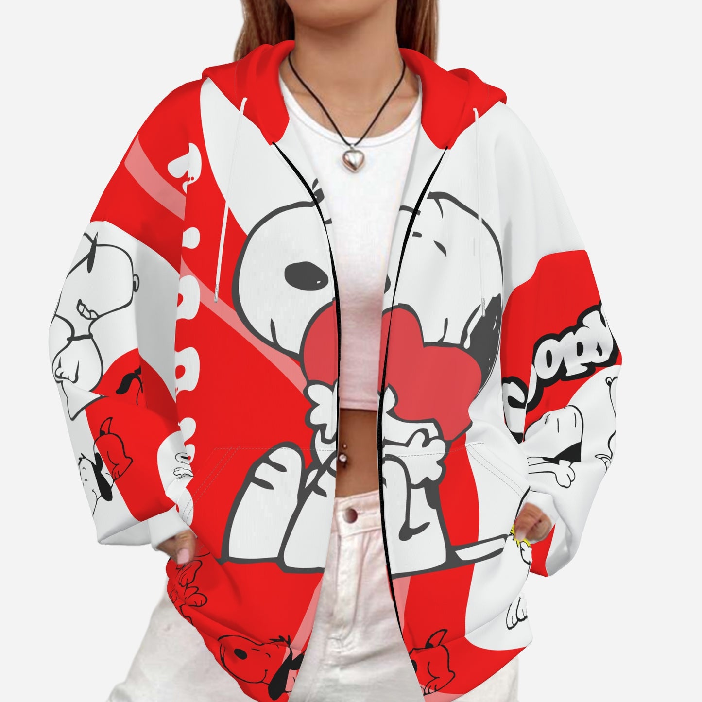 Snoopy Women's Full-Zip Hoodie Jacket-Air Layer 230 GSM