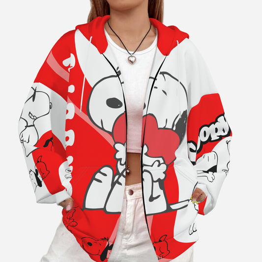 Snoopy Women's Full-Zip Hoodie Jacket-Air Layer 230 GSM