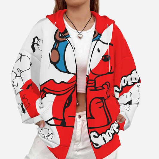 Snoopy  Women's Full-Zip Hoodie Jacket-Air Layer 230 GSM