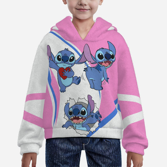 LIlo & Stitch Kids Thickened Fleece Hoodie with Fluffy Rabbit Hat & Ears
