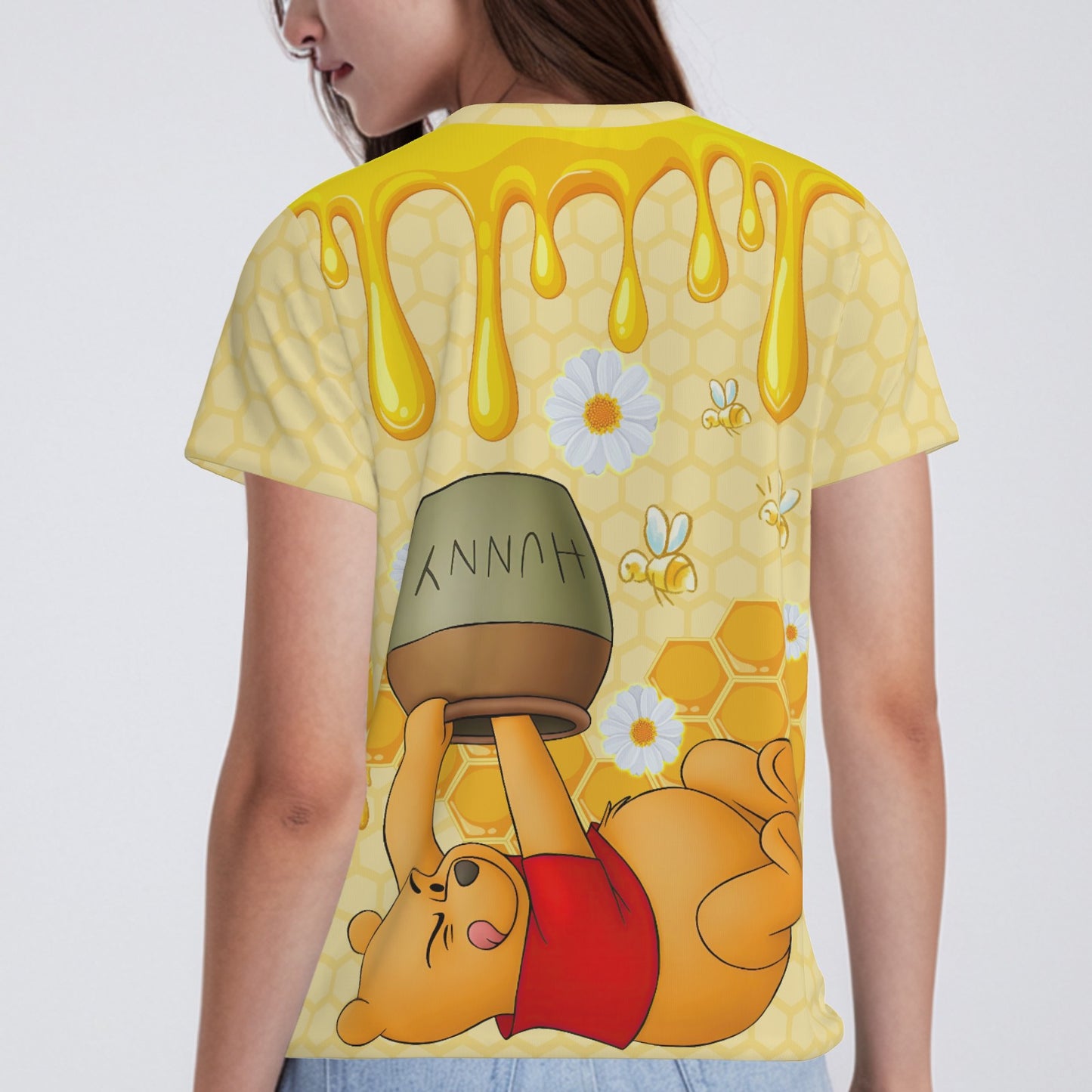 Winnie Pooh Women's T-Shirt Classic Fit-Imitation Cotton 170 GSM