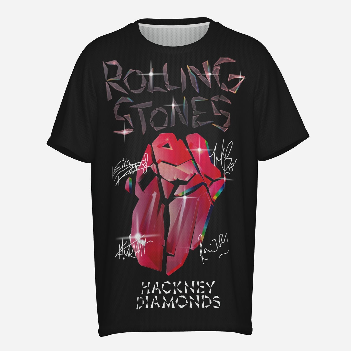 The Rolling Stones Men's O Neck T-Shirt-Reinforced Neckline-Mi Tong Mesh 140 GSM