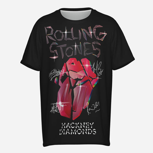 The Rolling Stones Men's O Neck T-Shirt-Reinforced Neckline-Mi Tong Mesh 140 GSM