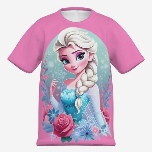 Frozen O Neck T-Shirt-Imitation Cotton 170 GSM