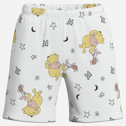 Winnie Pooh Elastic Waist Short Pants-Elastic Cloth 120 GSM