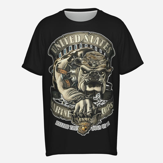 US Marine Corps Men's O Neck T-Shirt-Reinforced Neckline-Mi Tong Mesh