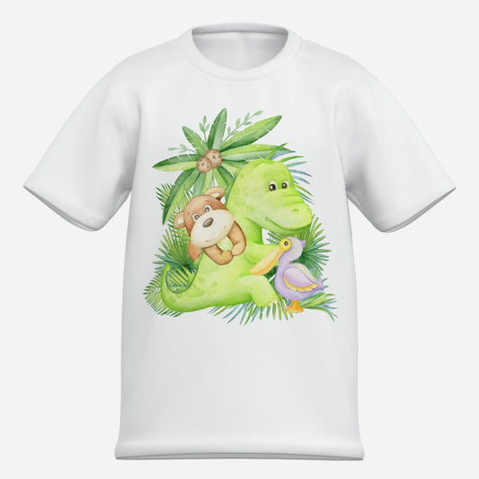 Lustiges Kinder Dino T-Shirt aus Baumwolle Imitat