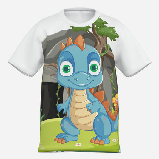 Lustiges Kinder Dino T-Shirt aus Baumwolle Imitat