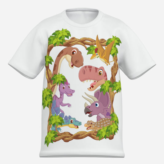 Lustiges Kinder Dino T-Shirt aus Baumwolle Imitat