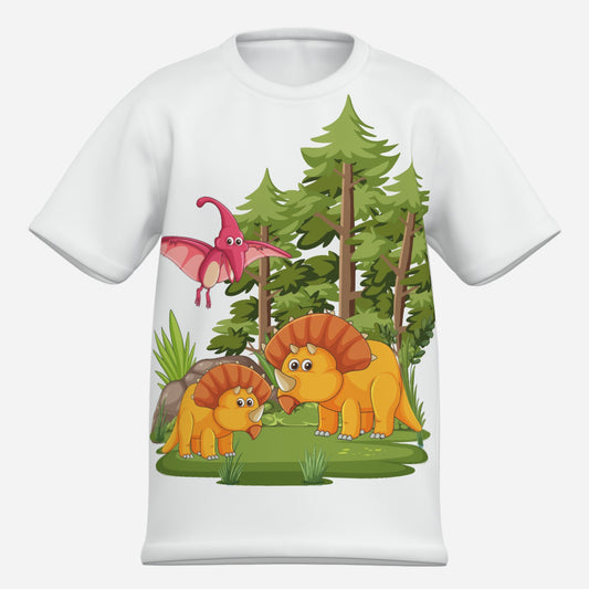 Lustiges Kinder Dino T-Shirt aus Baumwolle  Imitat